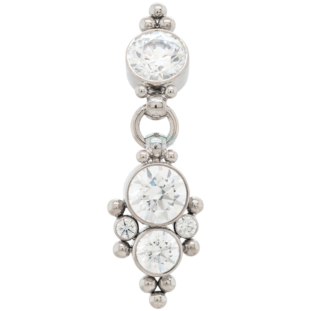 "Skye" 'Cascade' Reverse Dangle Faceted Gem Navel Curve with Dangle