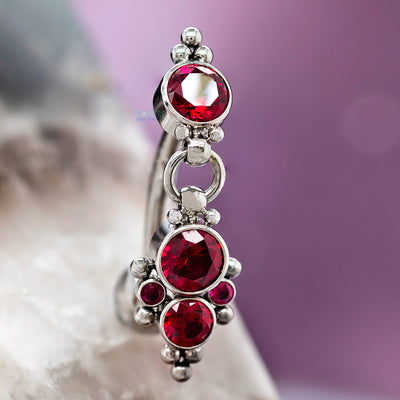 "Skye" 'Cascade' Reverse Dangle Faceted Gem Navel Curve with Dangle