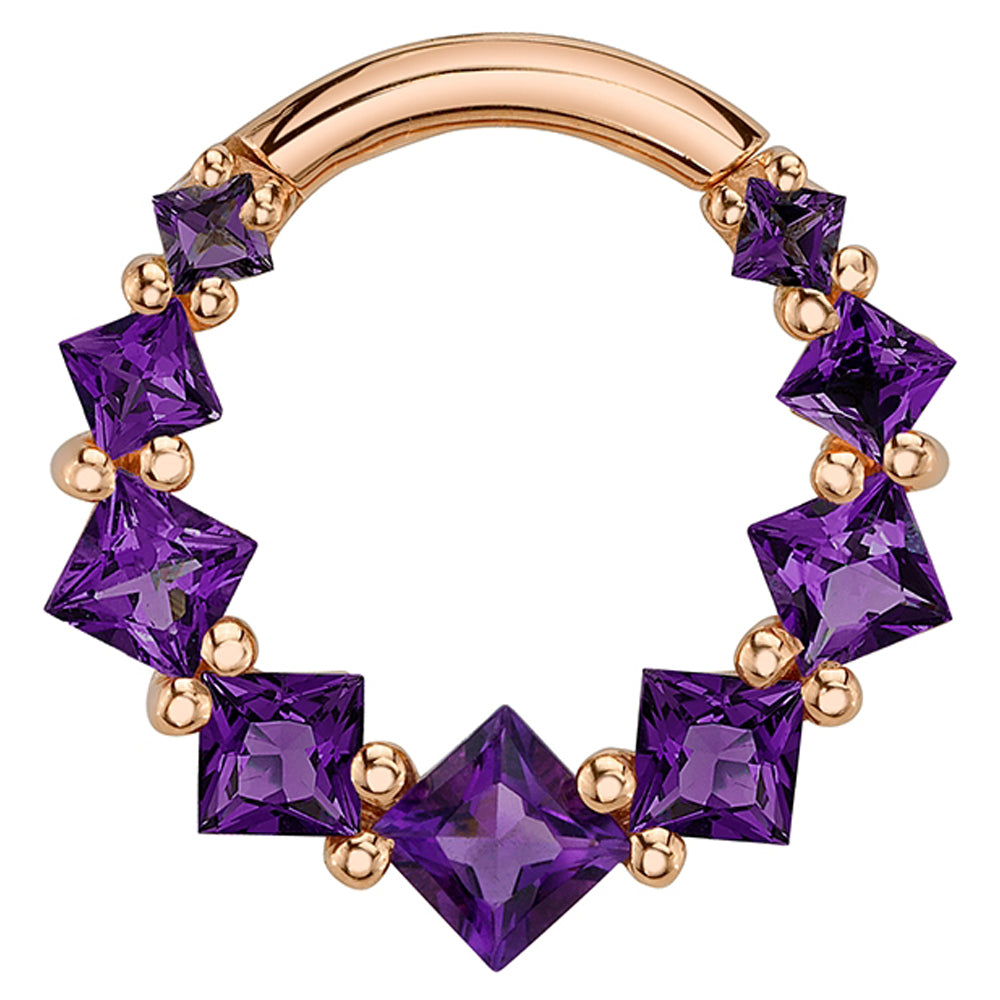 Graduating Tiffany Hinge Ring in Gold with Amethyst
