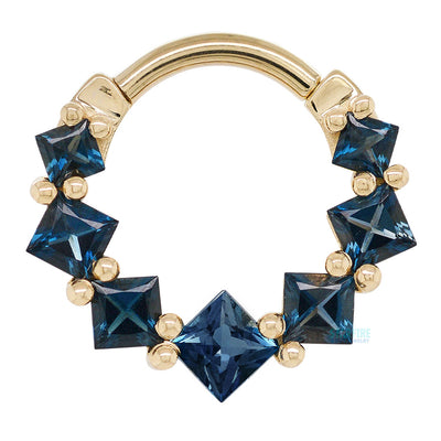 Graduating Tiffany Hinge Ring in Gold with London Blue Topaz'