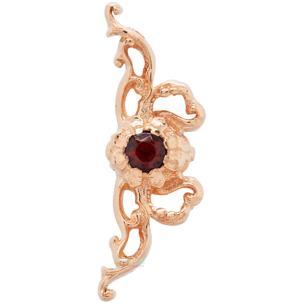 "Flourish 2" Threaded End in Rose Gold with Brilliant-Cut Gem