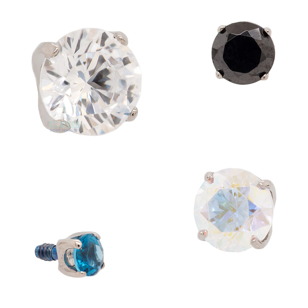 "Tiffany" Prong-Set Brilliant-Cut Gem Threaded End