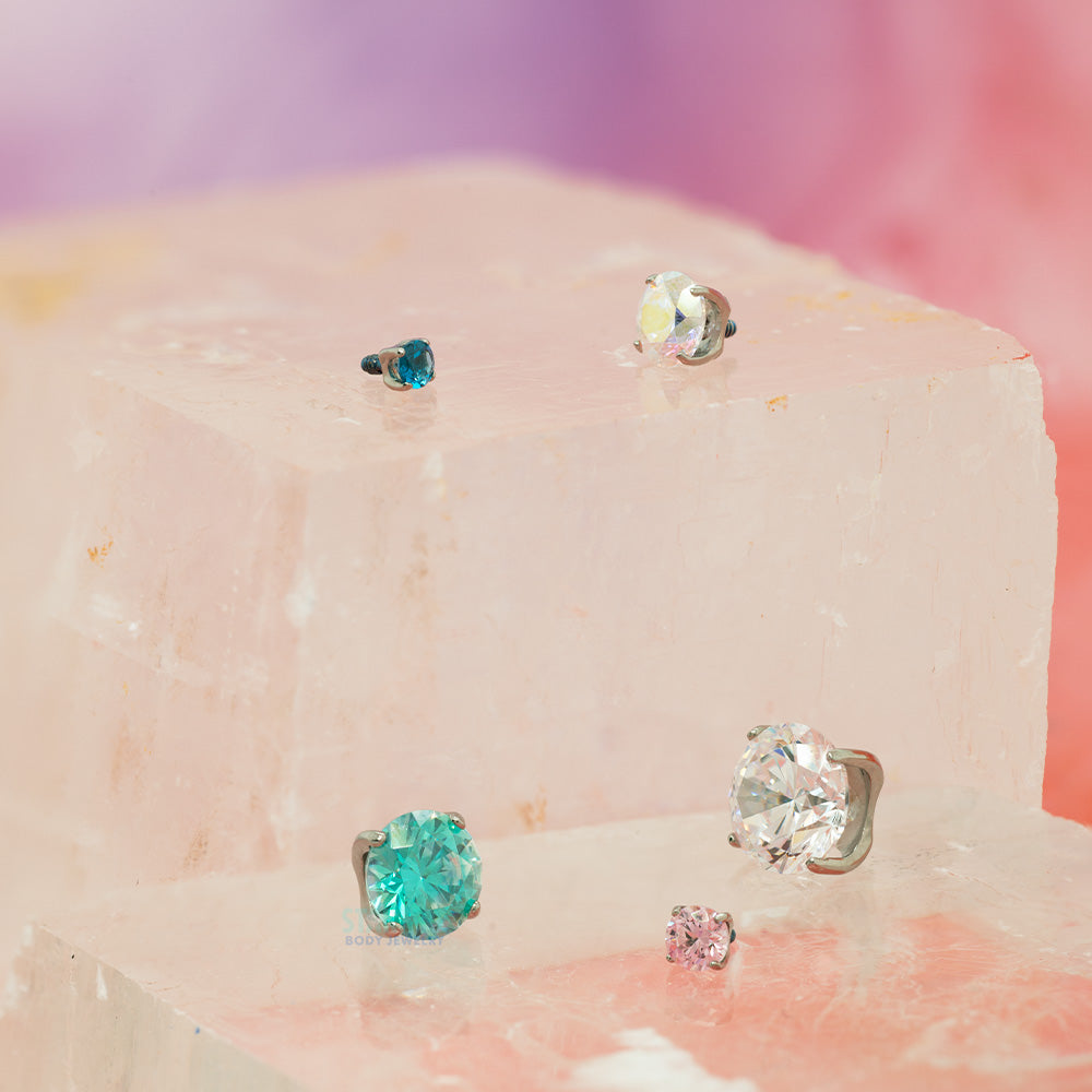 "Tiffany" Prong-Set Brilliant-Cut Gem Threaded End