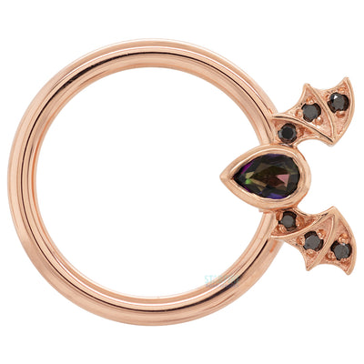 "Countess" Gold Captive Bead Ring (CBR) with Mystic Topaz & Black Diamonds