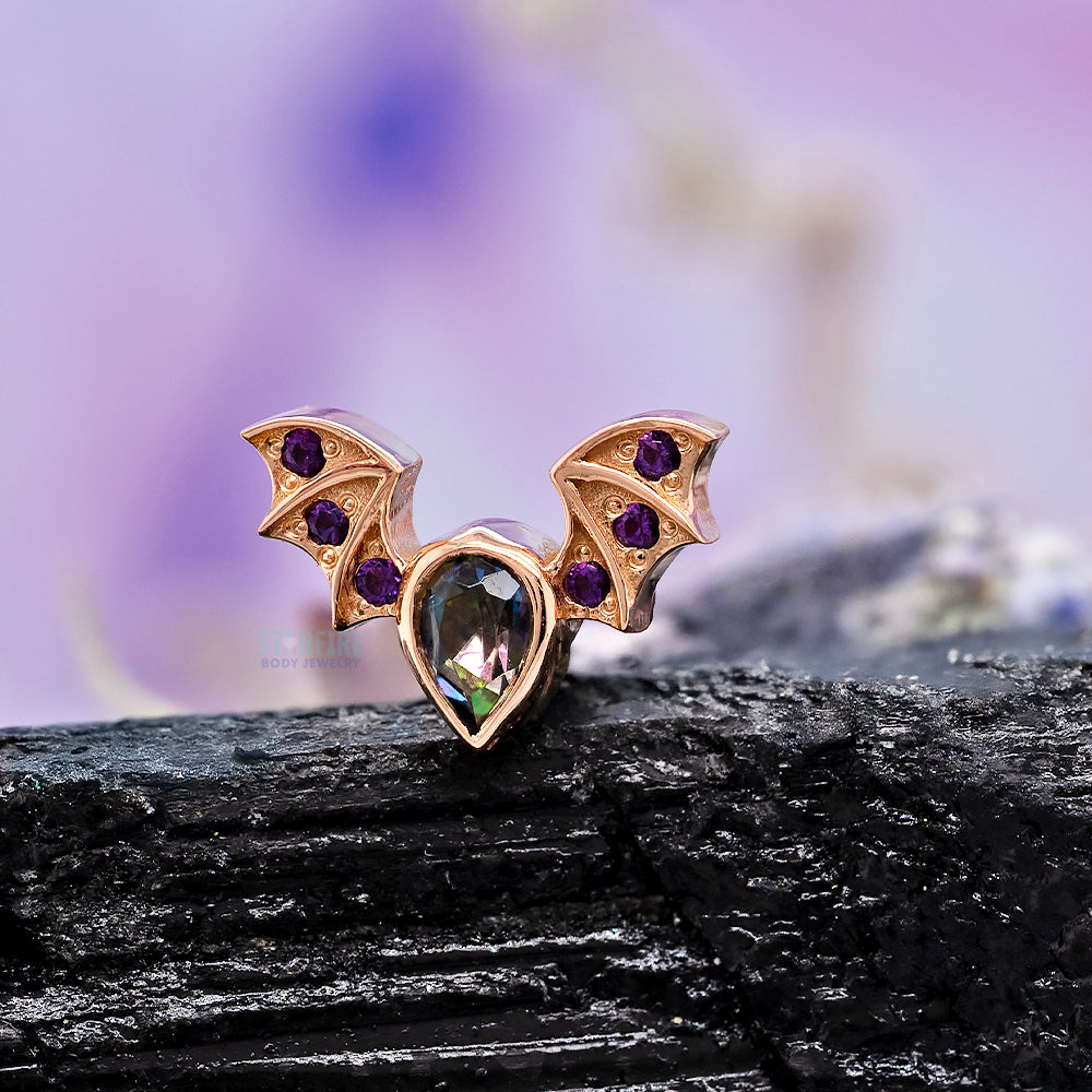 "Countess" Threaded End in Gold with Mystic Topaz & Amethyst