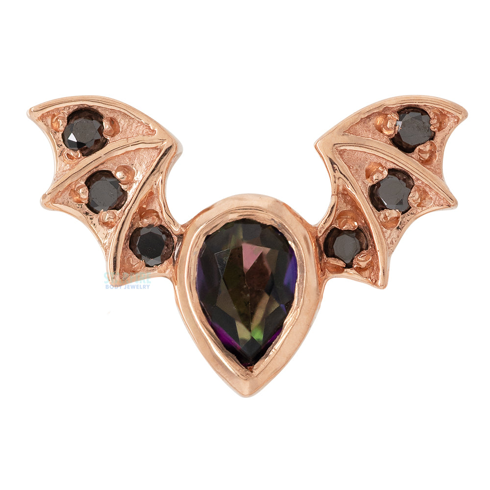 "Countess" Threaded End in Gold with Mystic Topaz & Black Diamonds