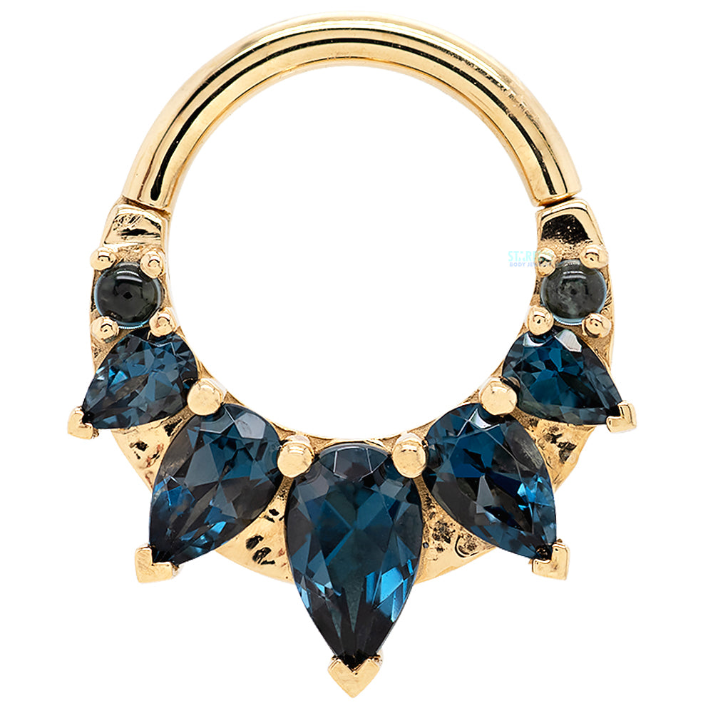 "Petite Penny" Hinge Ring in Gold with London Blue Topaz
