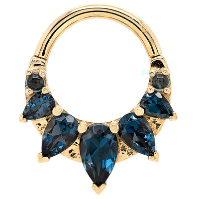 "Petite Penny" Hinge Ring in Gold with London Blue Topaz