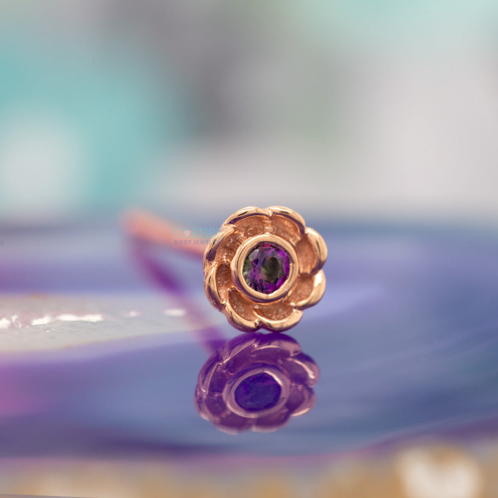 Water Lily Nostril Screw in Gold with Mystic Topaz