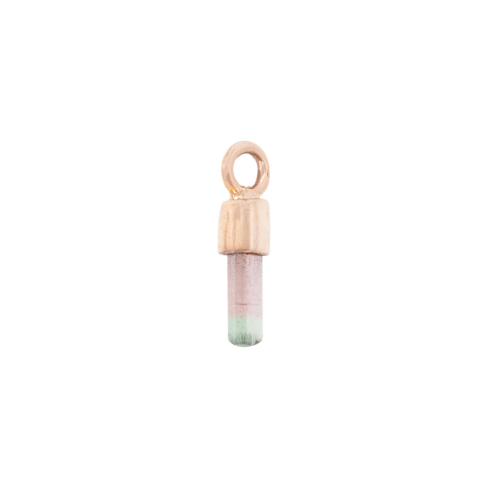"Kiss" Charm in Gold with Watermelon Tourmaline