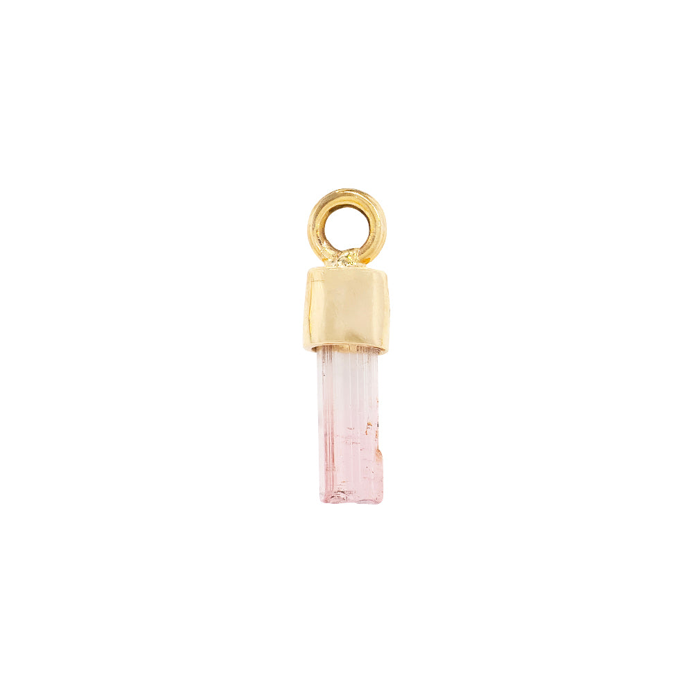 "Kiss" Charm in Gold with Watermelon Tourmaline