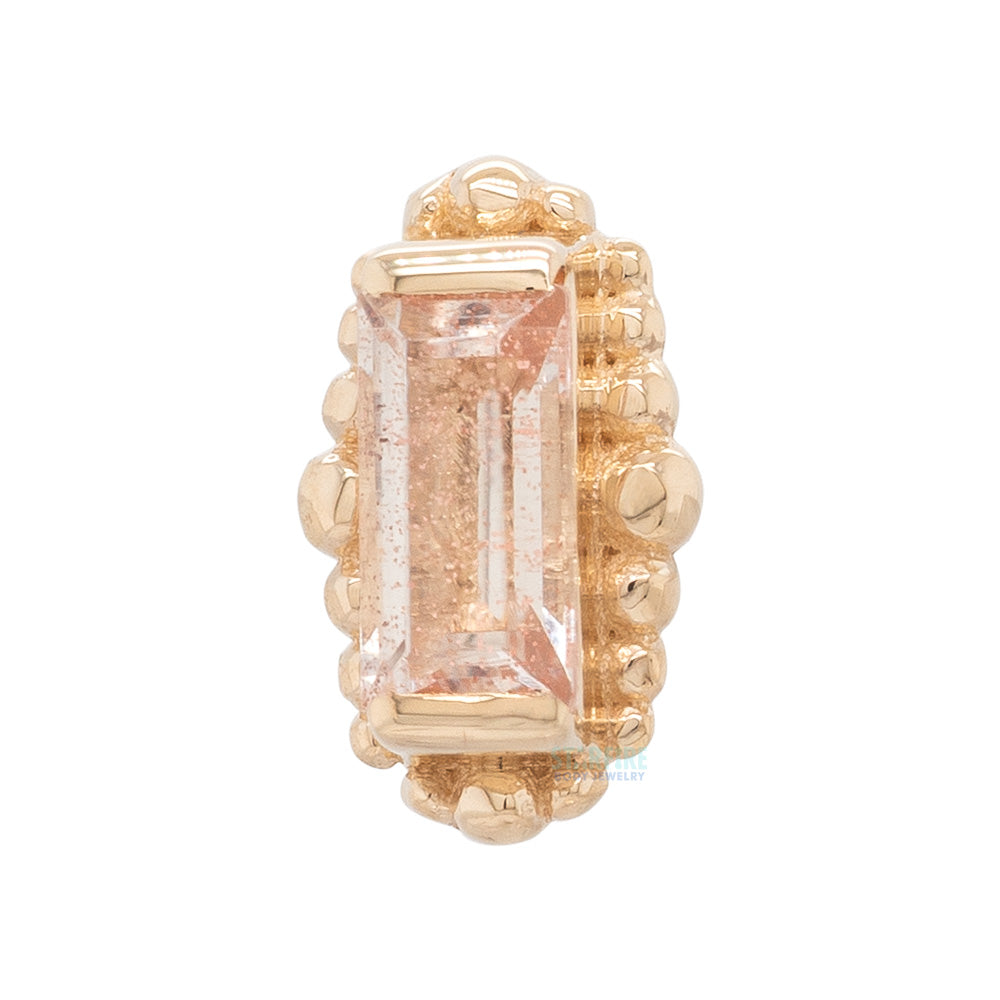 "Beaded Baguette" Threaded End in Gold with Oregon Sunstone