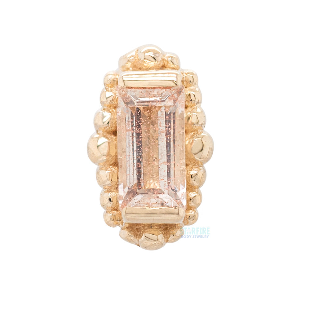 "Beaded Baguette" Threaded End in Gold with Oregon Sunstone