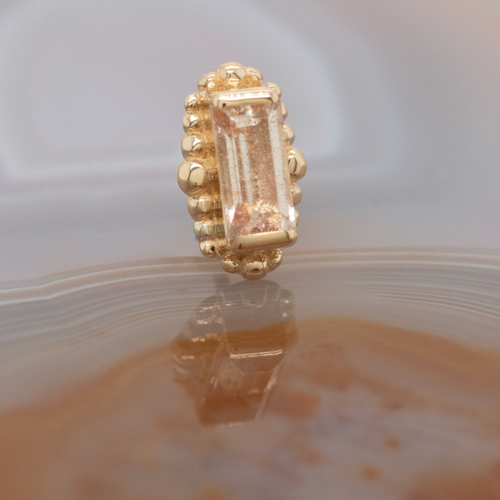 "Beaded Baguette" Threaded End in Gold with Oregon Sunstone