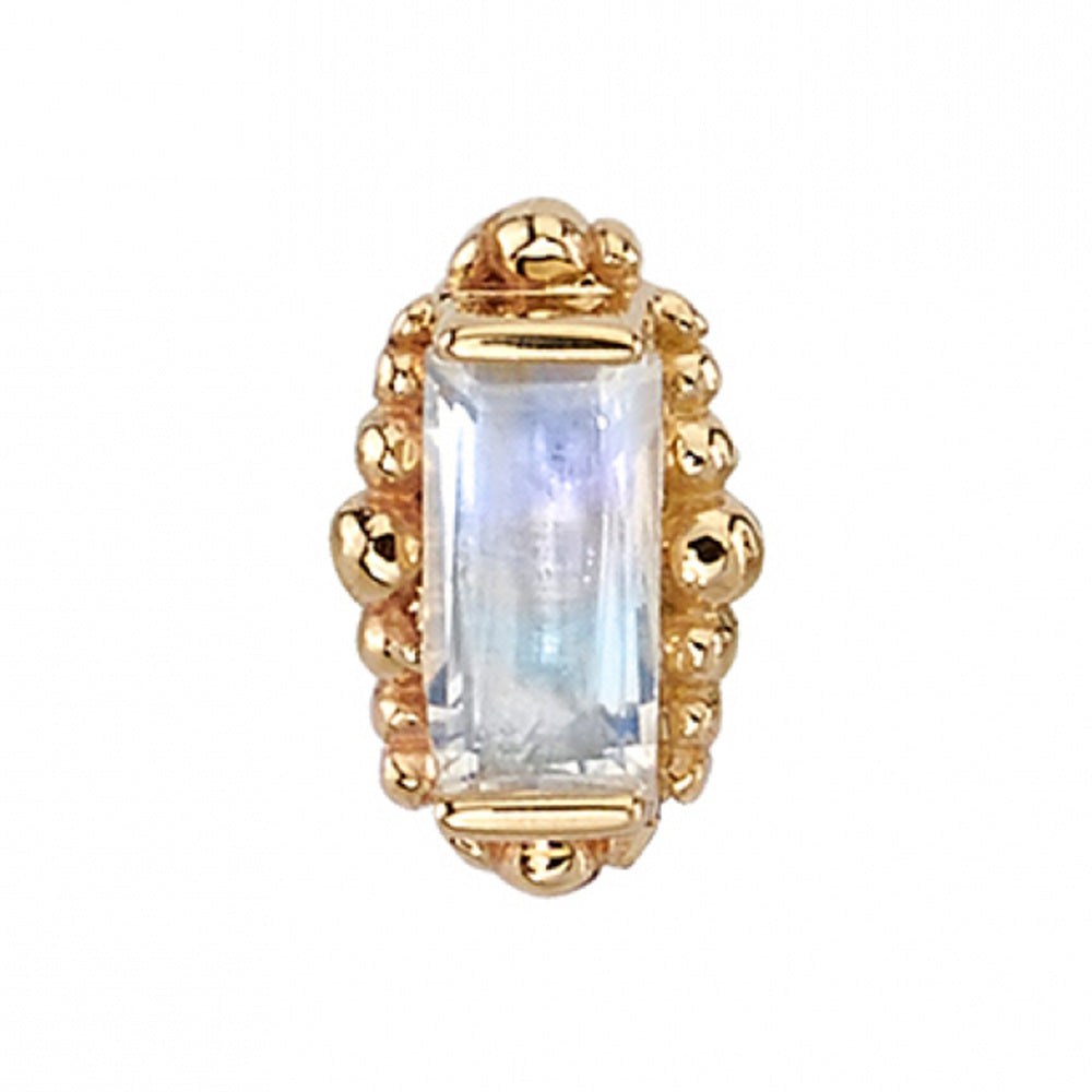 threadless: "Beaded Baguette" Pin in Gold & Platinum with Faceted Rainbow Moonstone