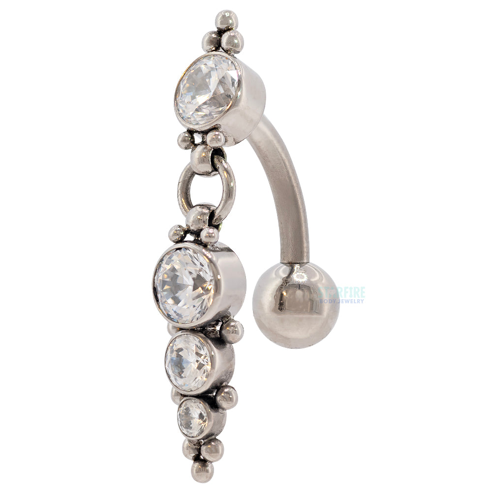 "Vista" 'Cascade' Reverse Dangle Faceted Gem Navel Curve with Dangle