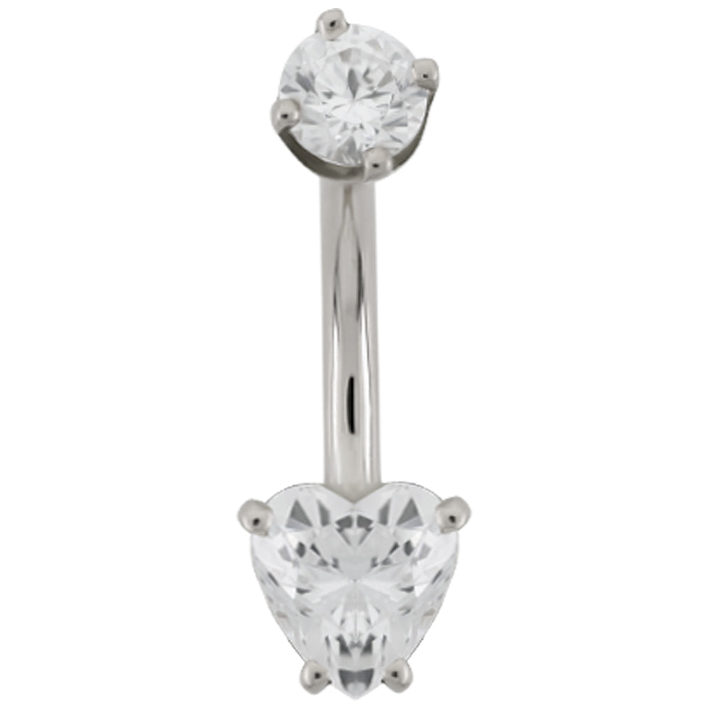 Heart Faceted Gem Navel Curve in Gold
