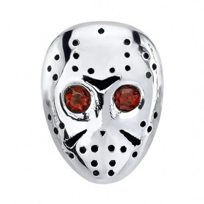 "Mama's Boy Hockey Mask" Threaded End in Gold with Garnet