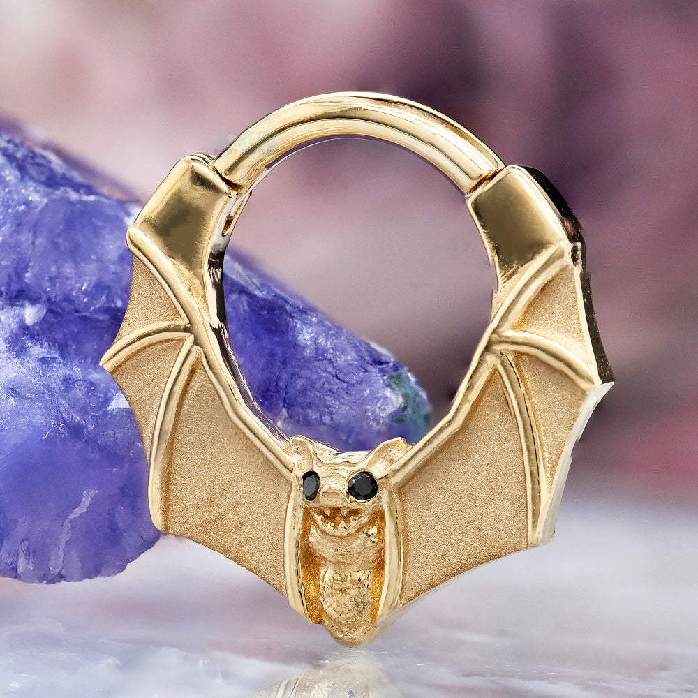 "Lilith" Hinge Ring in Gold & Platinum with Black Diamonds
