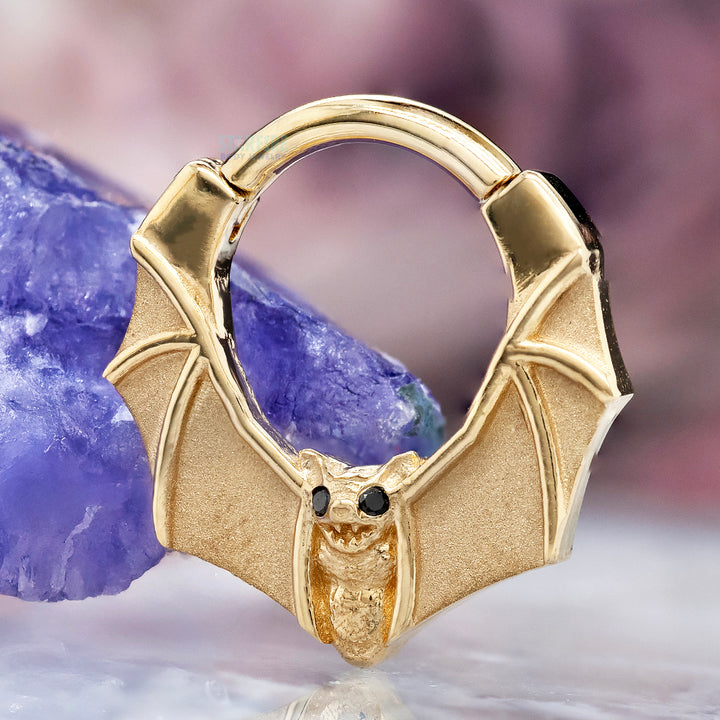 "Lilith" Hinge Ring in Gold & Platinum with Black Diamonds
