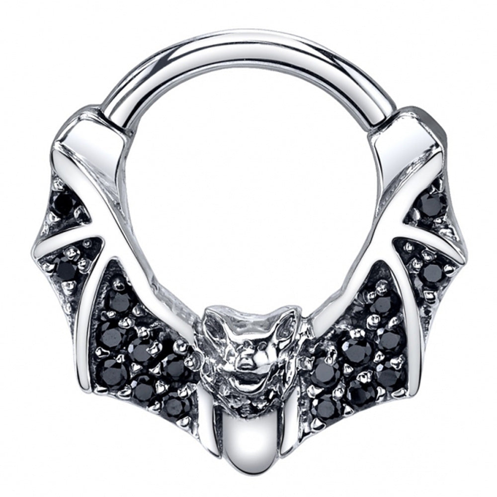 Micro Pave "Lilith" Hinge Ring in Gold & Platinum with Black CZ's