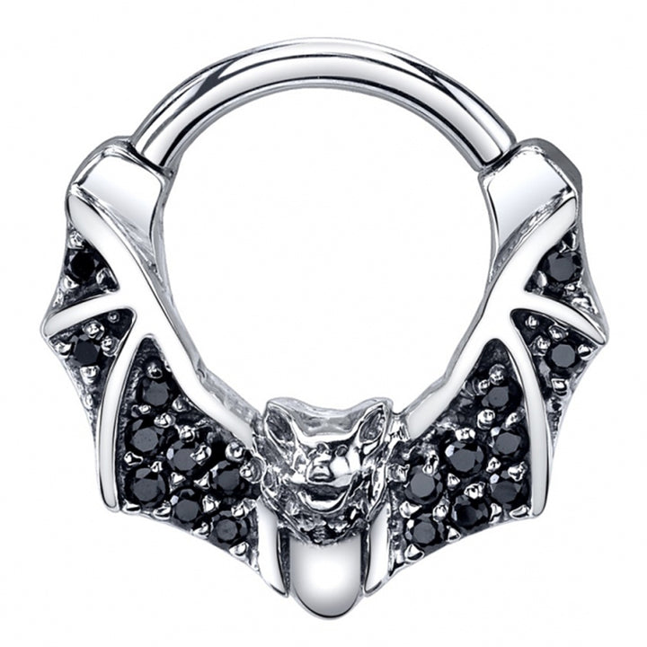 Micro Pave "Lilith" Hinge Ring in Gold & Platinum with Black CZ's