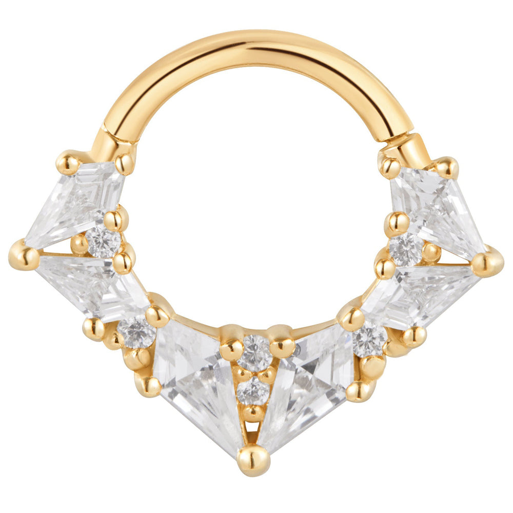 "Legacy" Hinge Ring / Clicker in Gold with CZ's