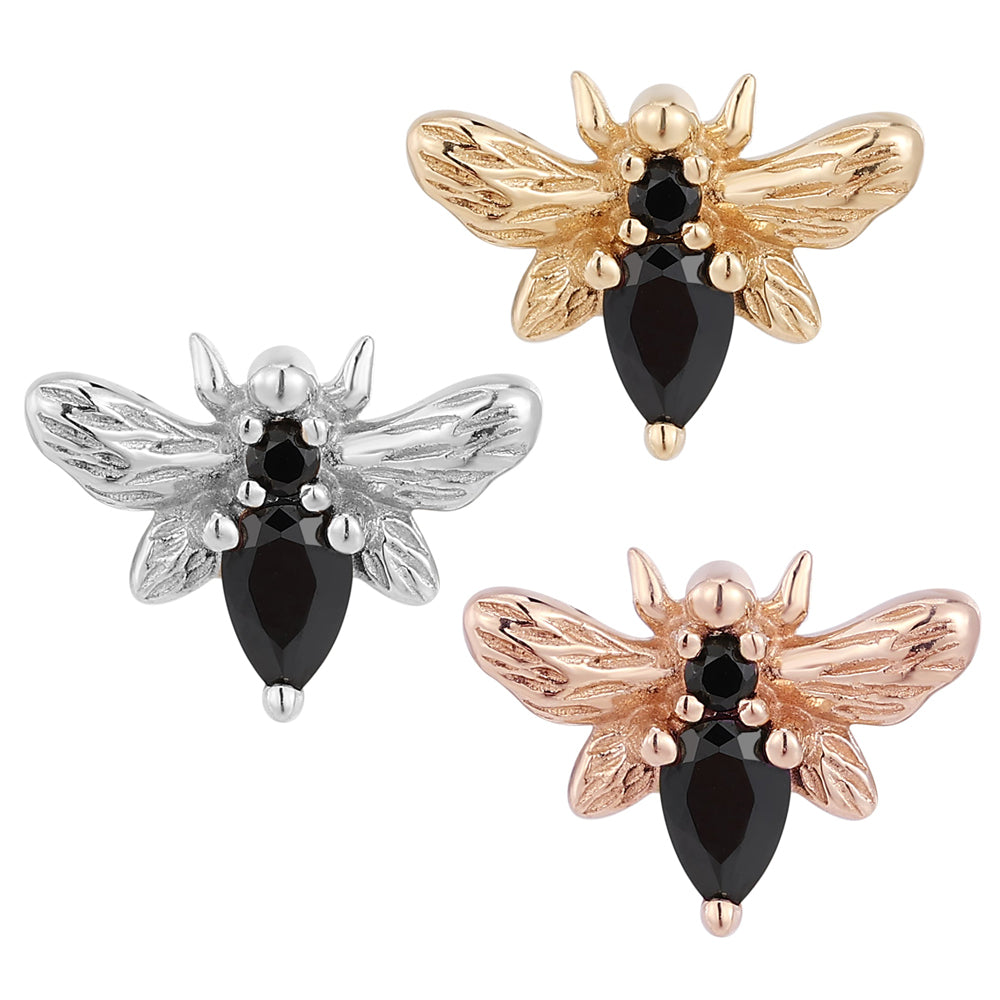 threadless: "Bee Chic" End in Gold with Black Spinel