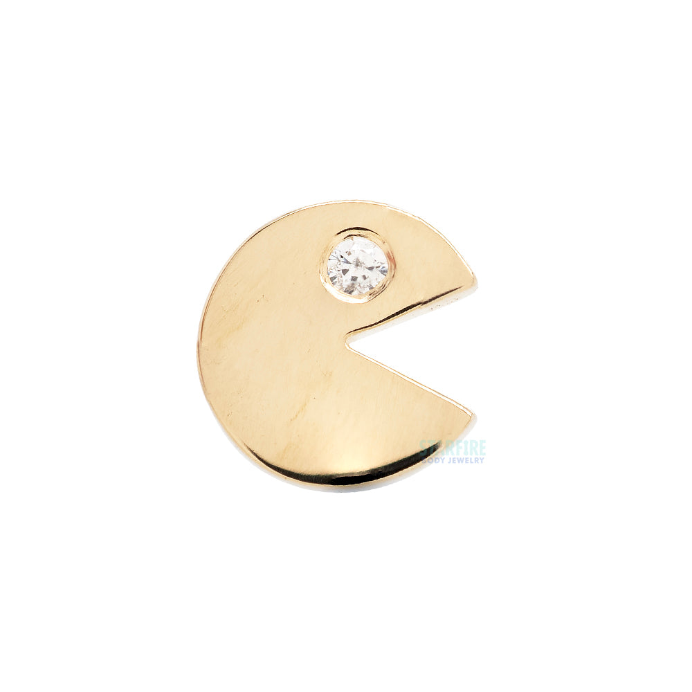"Pacman" Threaded End in Gold & Platinum with White Diamond