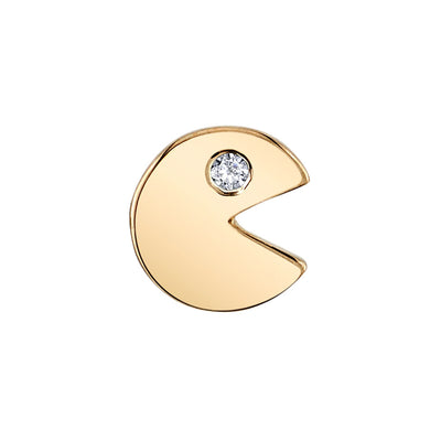 "Pacman" Threaded End in Gold with White CZ