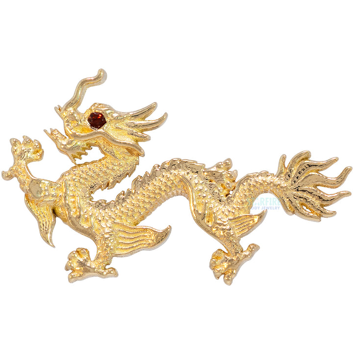"Fei Long" Threaded End in Gold & Platinum With Garnet Eye