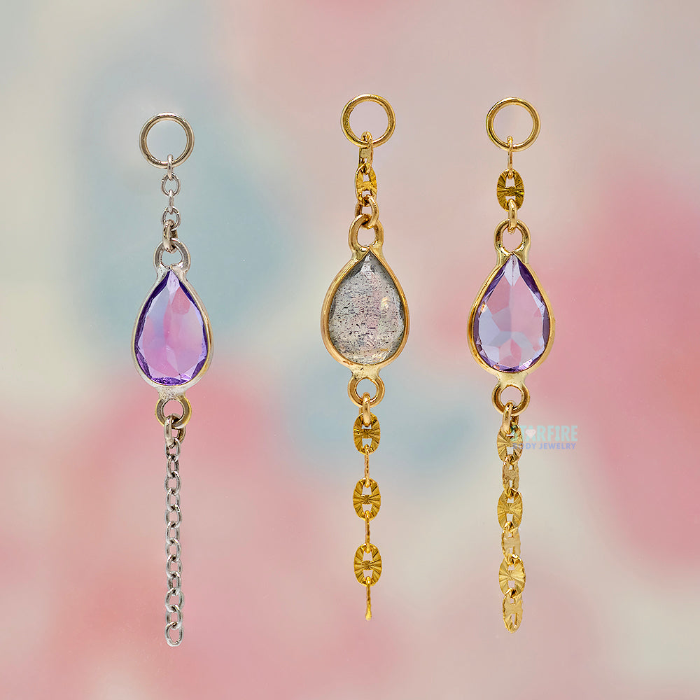 "Star Bright" Chain Charm in Gold with Gemstones