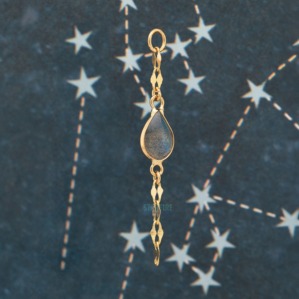 "Star Bright" Chain Charm in Gold with Gemstones