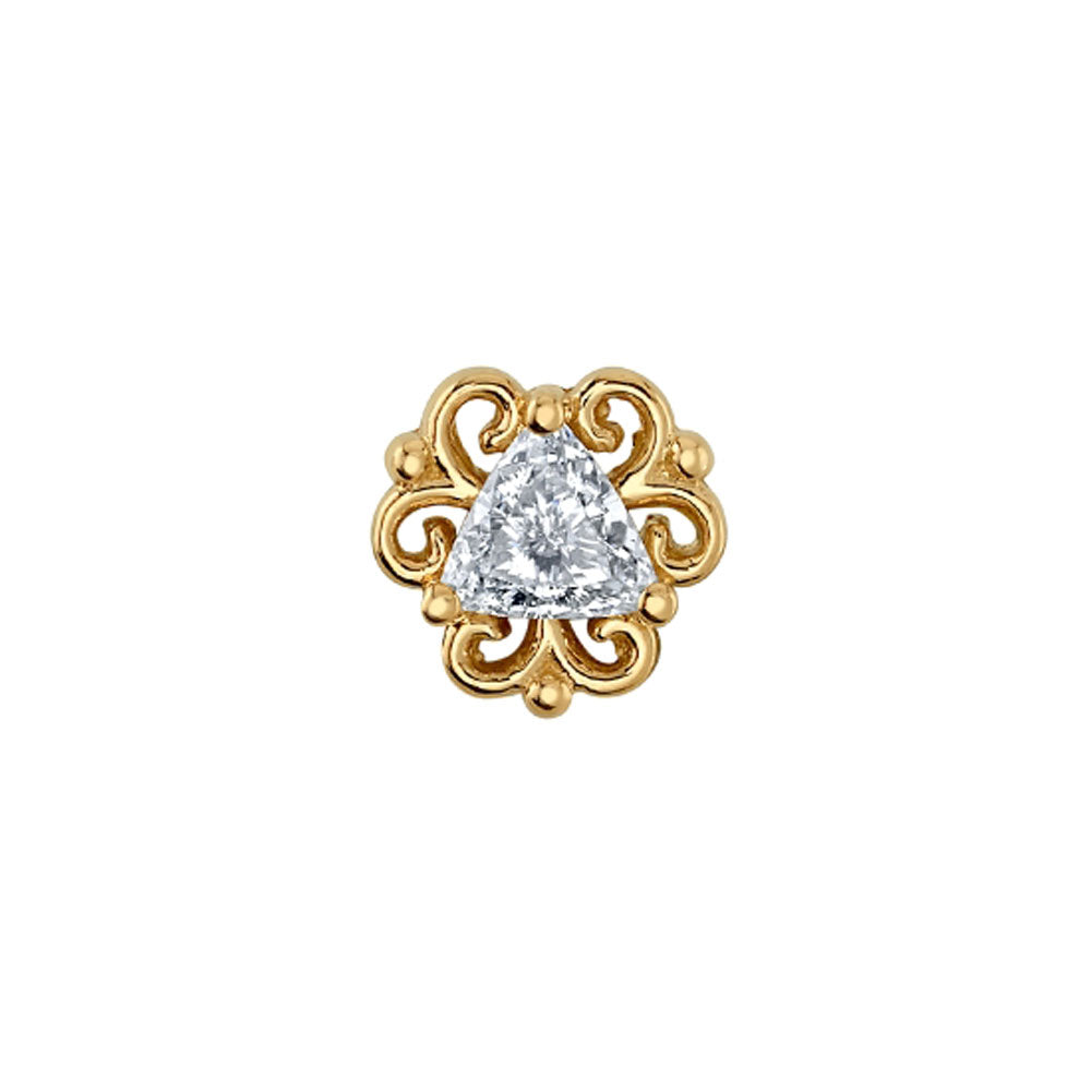 "Lamia Trillion" Threaded End in Gold with White CZ
