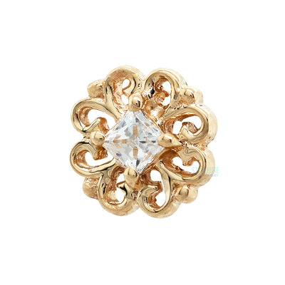 "Lamia Princess" Threaded End in Gold with White CZ