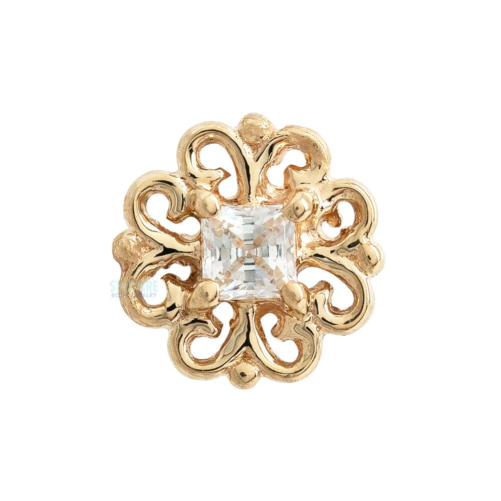 "Lamia Princess" Threaded End in Gold with White CZ
