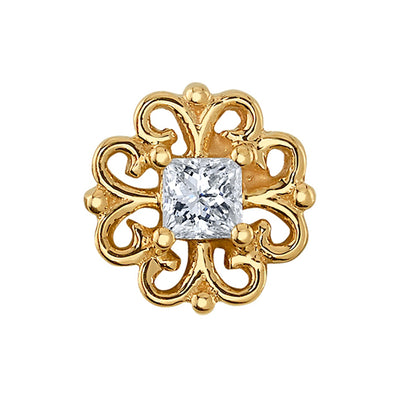 "Lamia Princess" Threaded End in Gold with White CZ