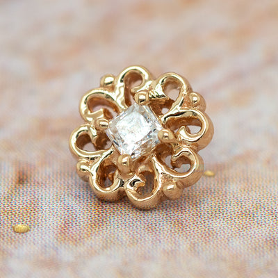 "Lamia Princess" Threaded End in Gold with White CZ