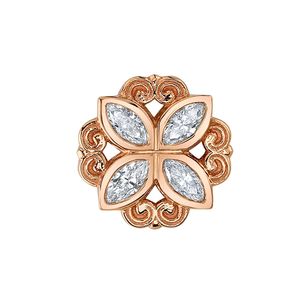 "Lamia Marquise Bezel" Threaded End in Gold & Platinum with DIAMONDS