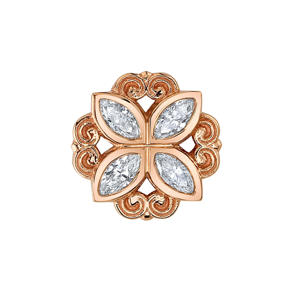 "Lamia Marquise Bezel" Threaded End in Gold & Platinum with White CZ's