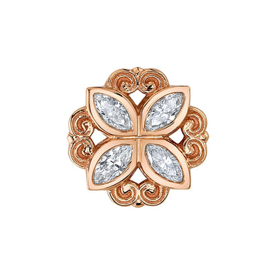 "Lamia Marquise Bezel" Threaded End in Gold & Platinum with White CZ's