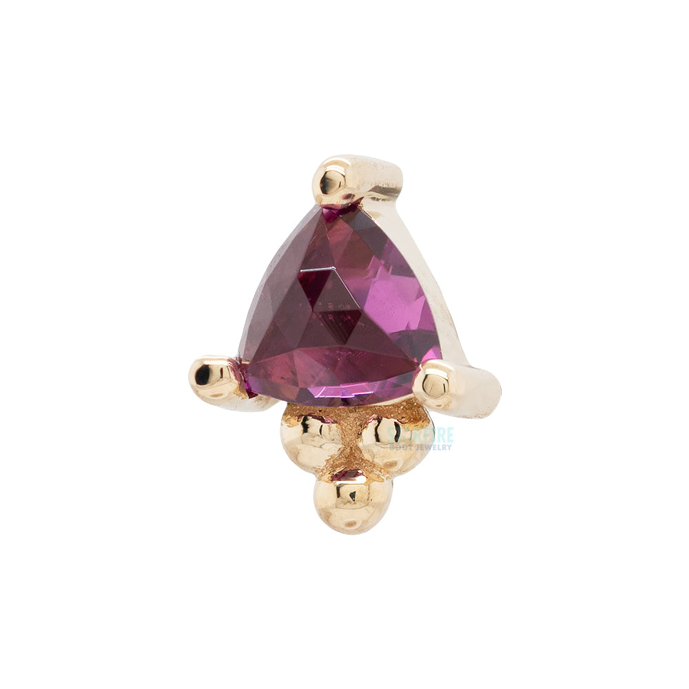 "Timka" Threaded End in Gold with Rose Cut Rhodolite
