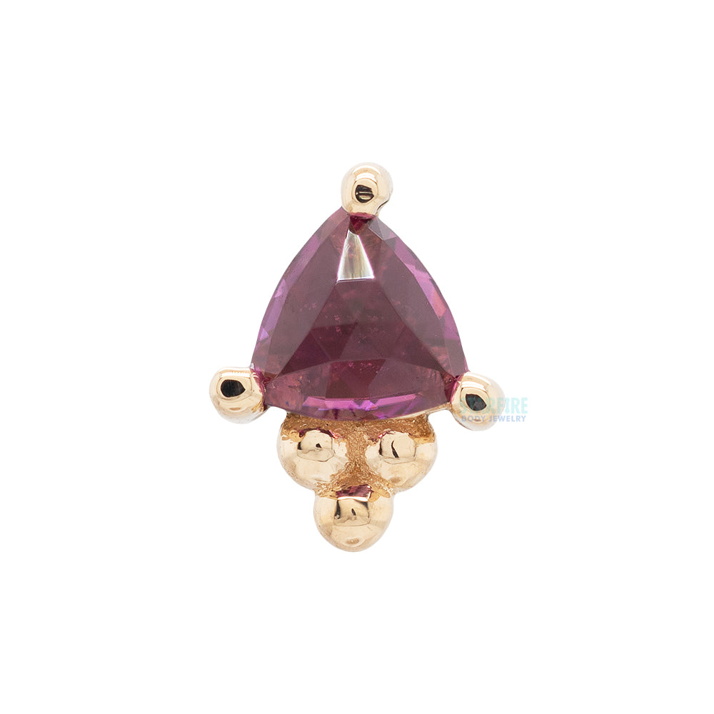 "Timka" Threaded End in Gold with Rose Cut Rhodolite