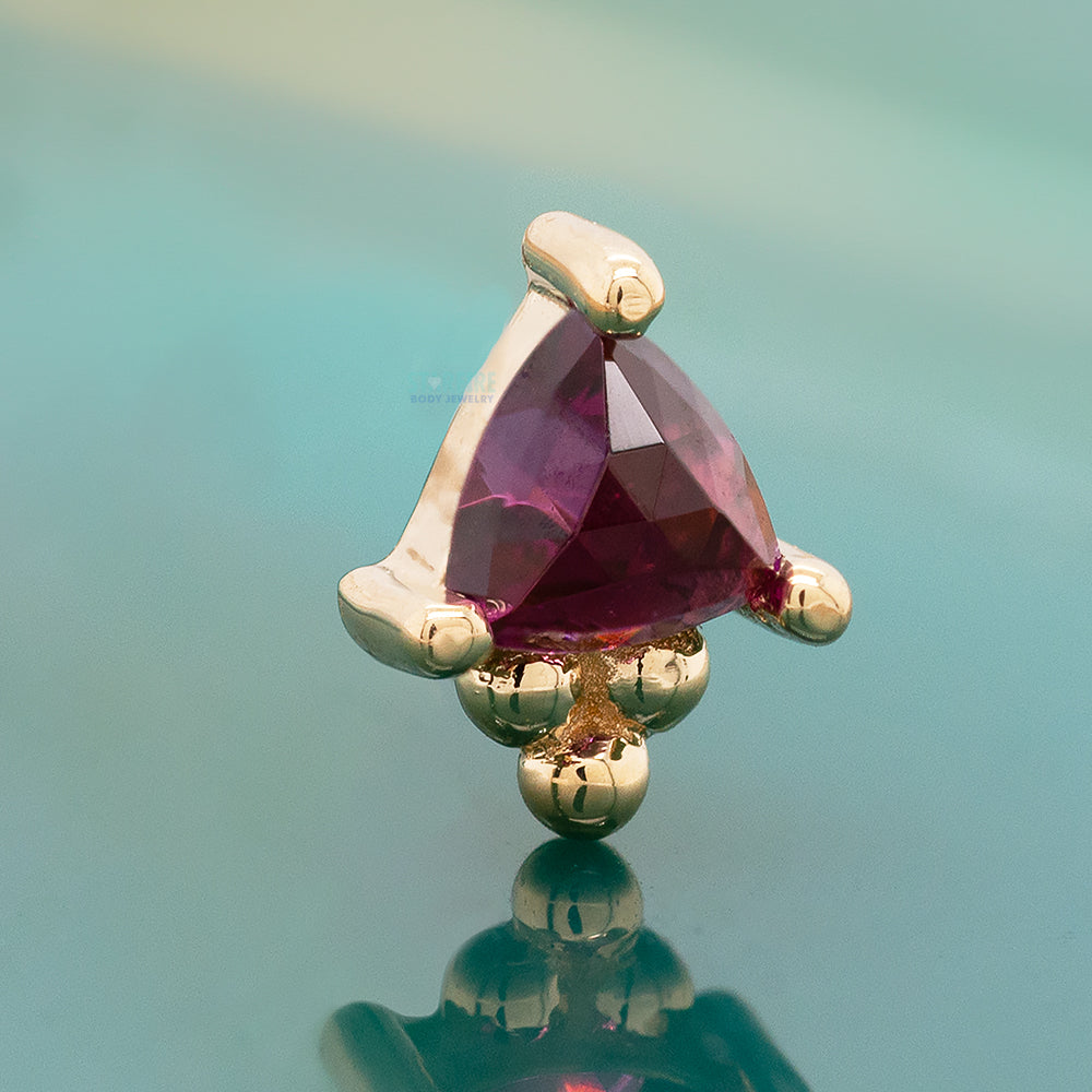 "Timka" Threaded End in Gold with Rose Cut Rhodolite