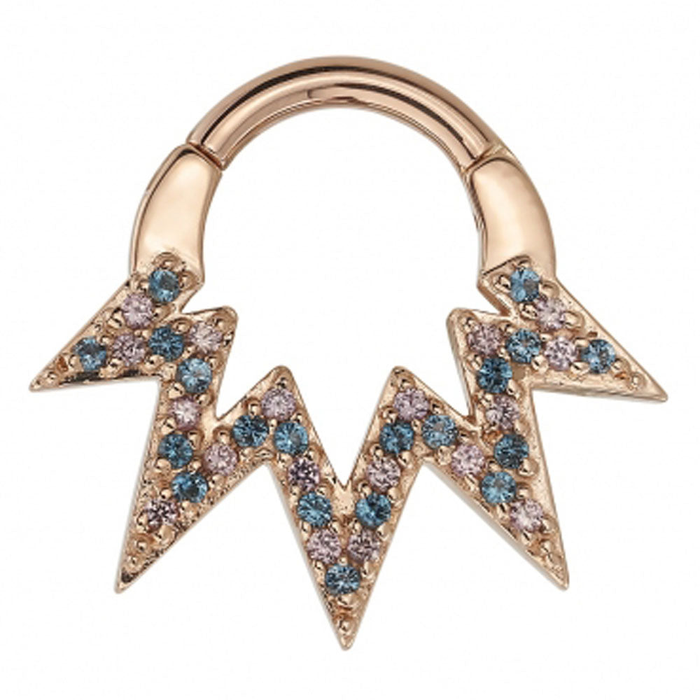 "Ziggy" Hinge Ring in Gold with Champagne Sapphires & London Blue Topaz'