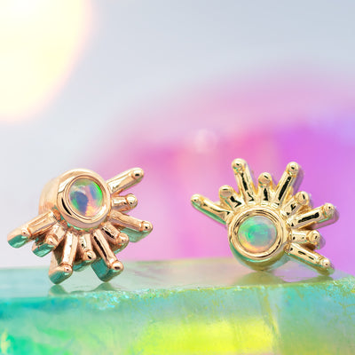 "Live to Tell" Threaded End in Gold with Genuine White Opal