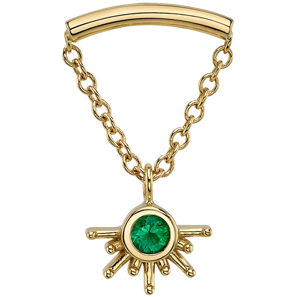 "Kendall Live to Tell" Hidden Helix Threaded End in Gold & Platinum with Emerald