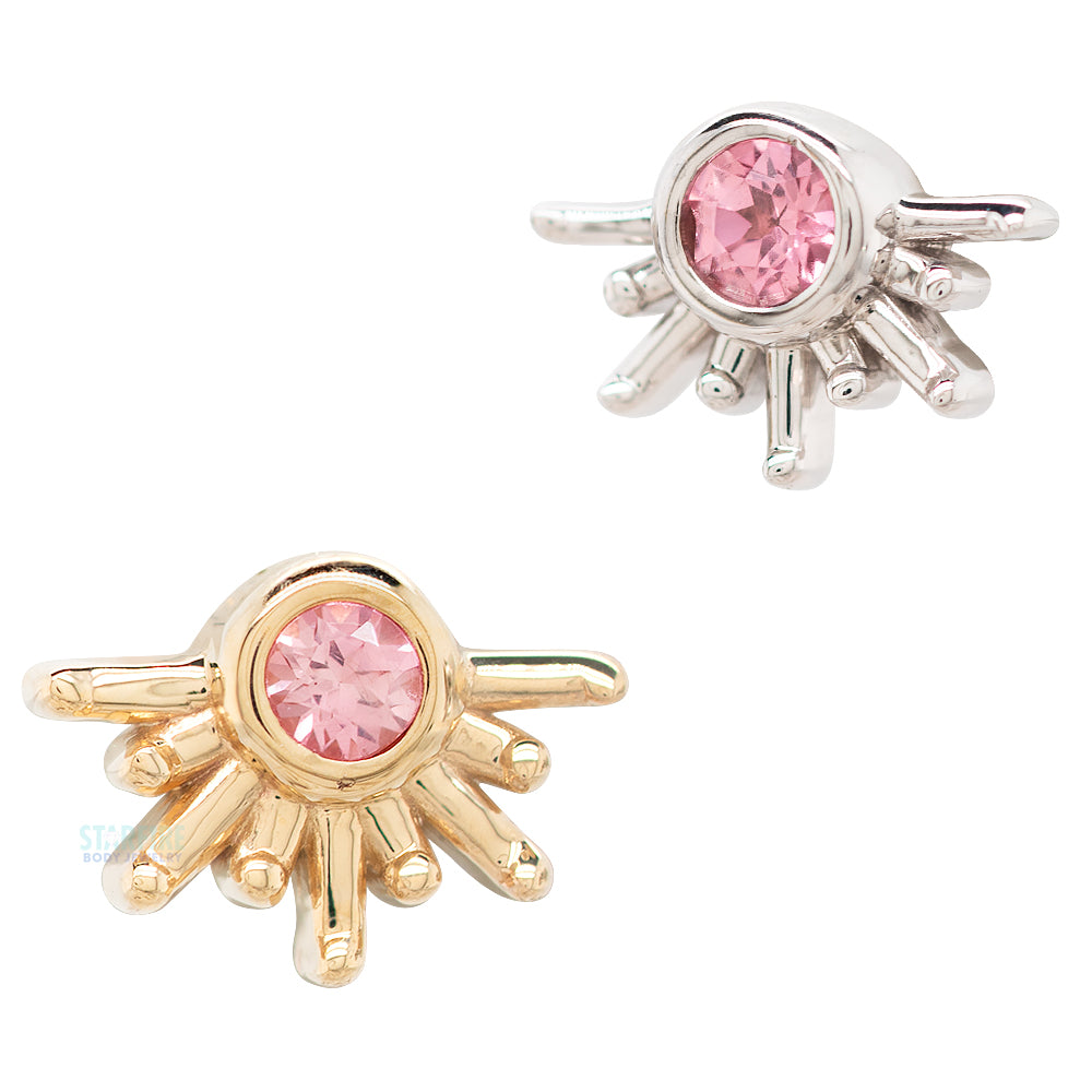 "Live to Tell" Threaded End in Gold with Padparadscha Sapphire