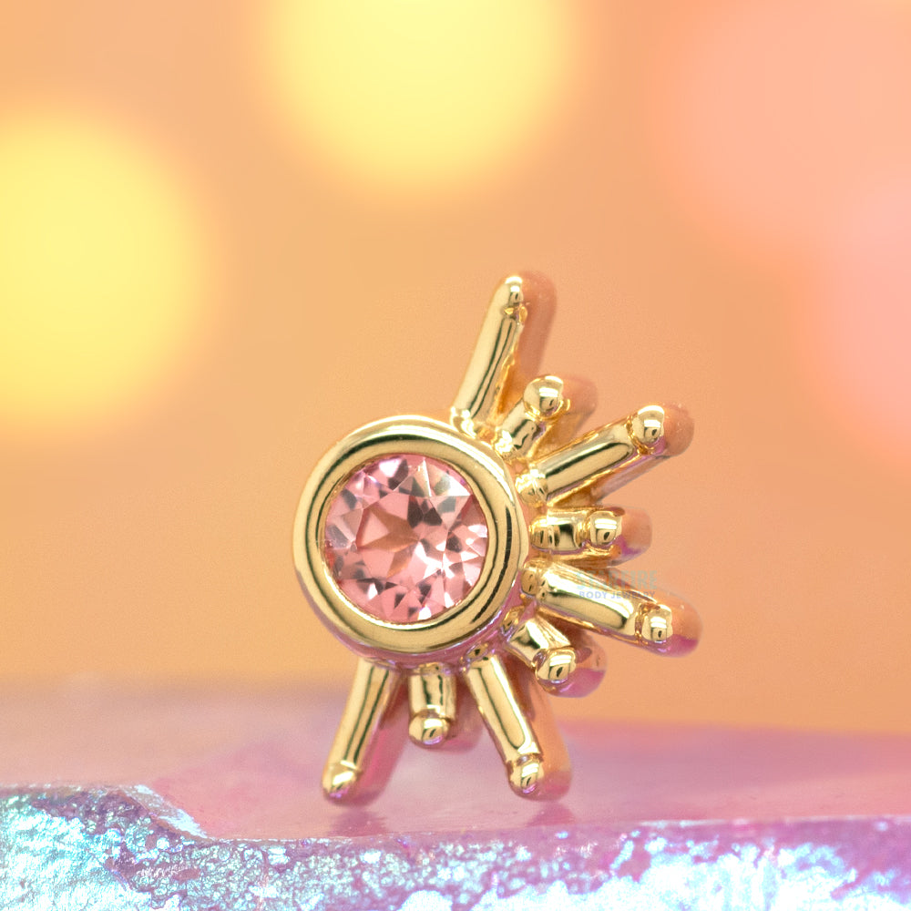 "Live to Tell" Threaded End in Gold with Padparadscha Sapphire