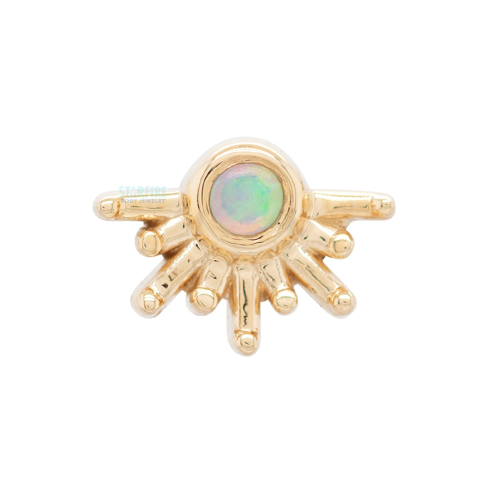 "Live to Tell" Threaded End in Gold with Genuine White Opal